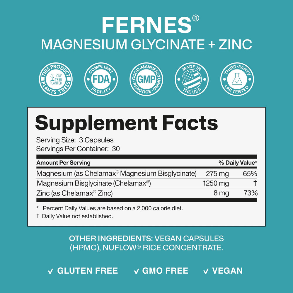 Chelated Magnesium Glycinate 1250 mg ingredients label