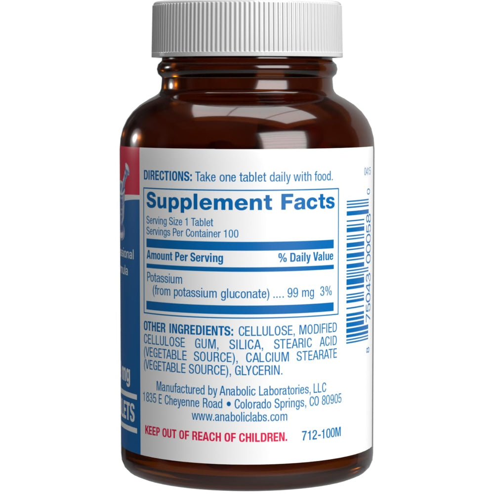 Close-up of potassium gluconate Ingredient label