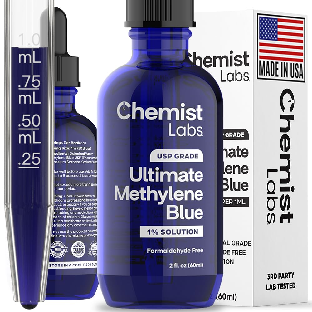 Front view of Chemist Labs 1% Methylene Blue Drops 2oz bottle