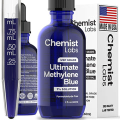 Front view of Chemist Labs 1% Methylene Blue Drops 2oz bottle