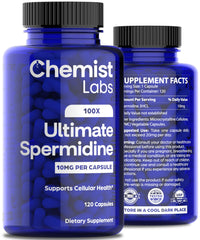 Front view of Chemist Labs Spermidine supplement bottle with label visible