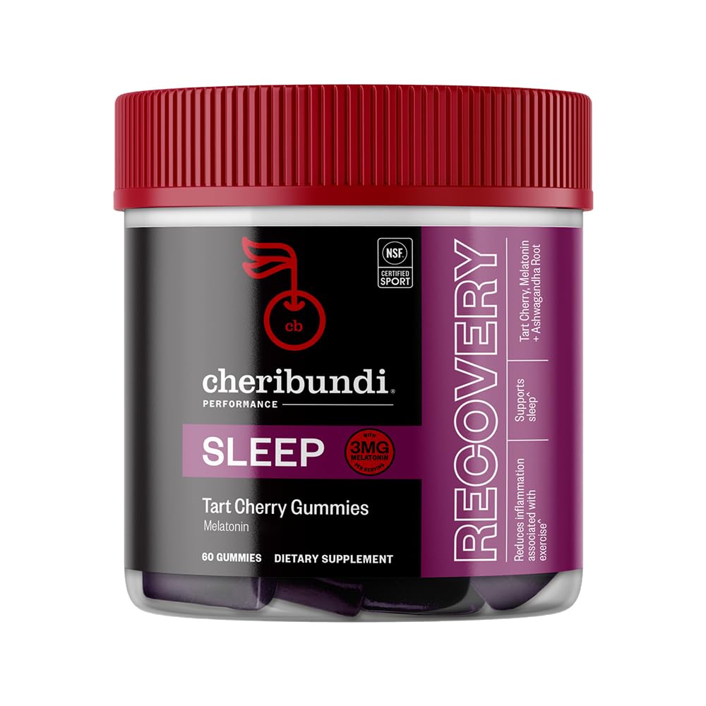 Front view of Cheribundi Tart Cherry Gummies Sleep 60-count bottle