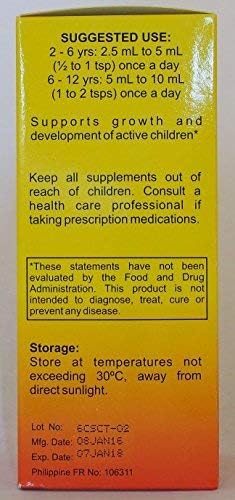 Child-friendly Cherifer Syrup packaging with dosing directions