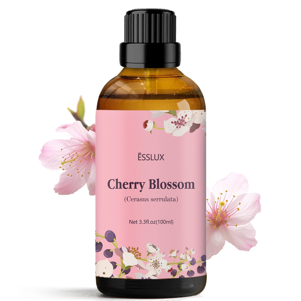 Amber glass Cherry Blossom Essential Oil bottle 100ml with dropper