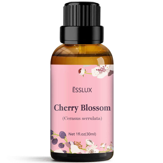 Cherry blossom essential oil bottle with label