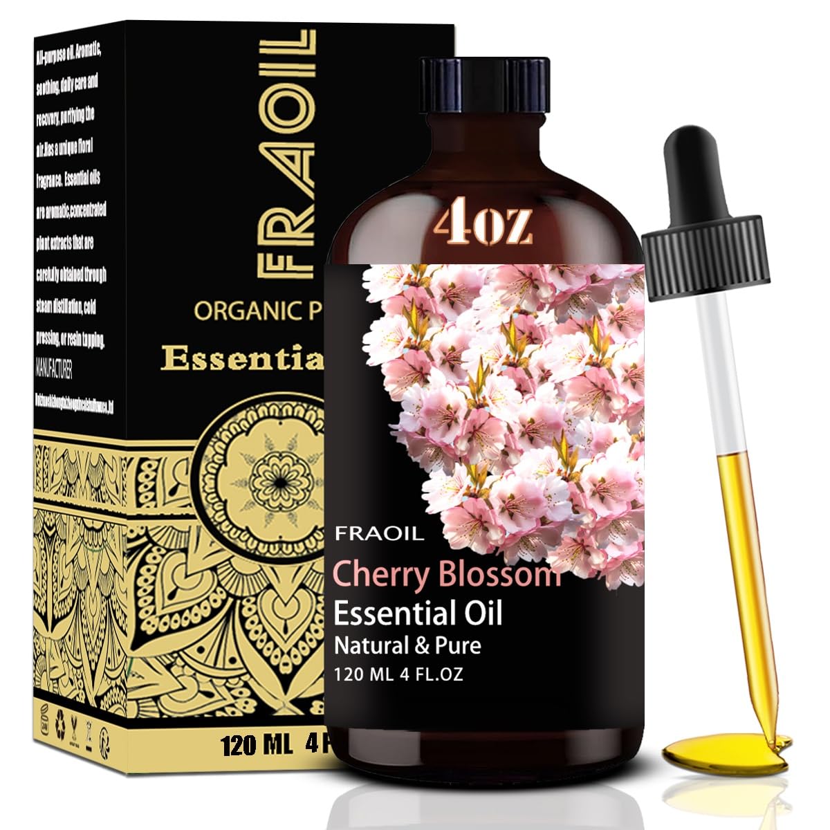 Cherry Blossom Essential Oil in an amber glass bottle (120 ml) with dropper