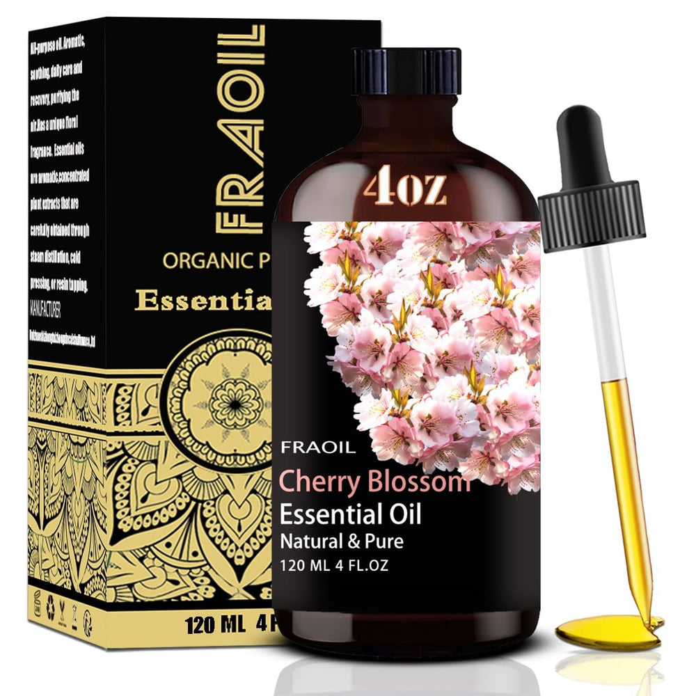 Cherry Blossom Essential Oil in an amber glass bottle (120 ml) with dropper