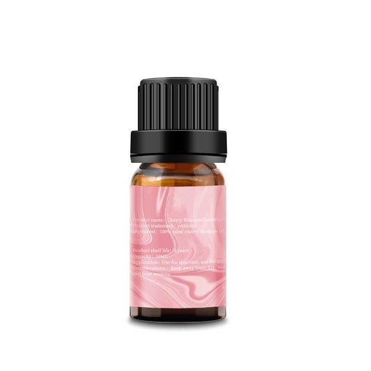 Cherry blossom essential oil bottle close-up