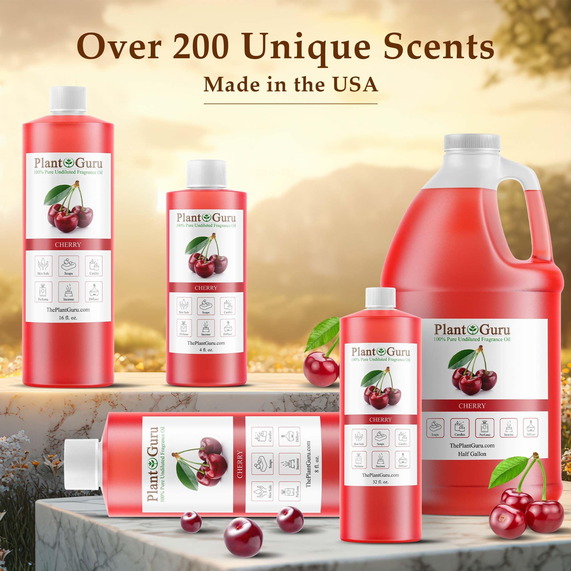 Close-up of Cherry Fragrance Oil bottle with nozzle