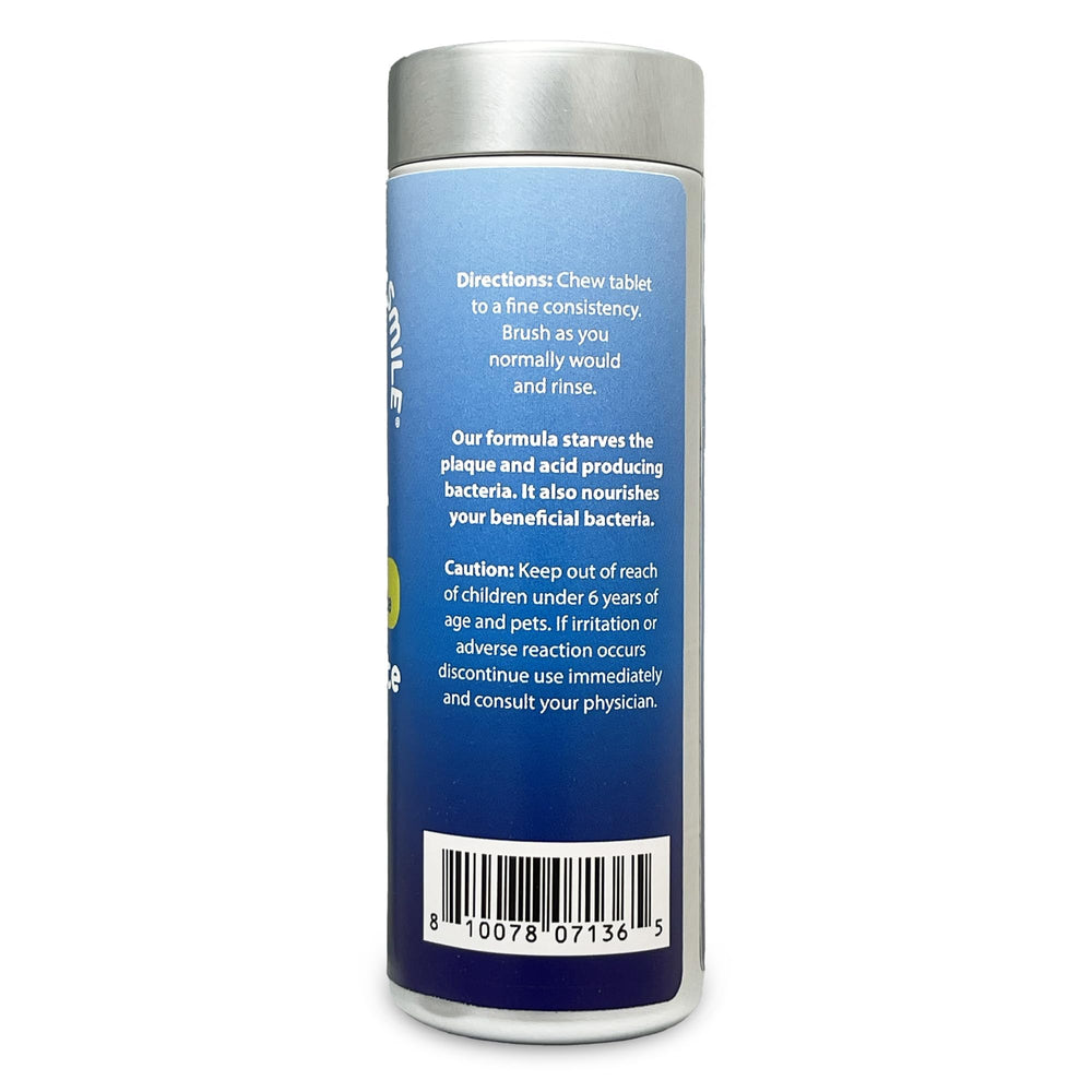 Recyclable aluminum container for Chew Brush Smile toothpaste tablets