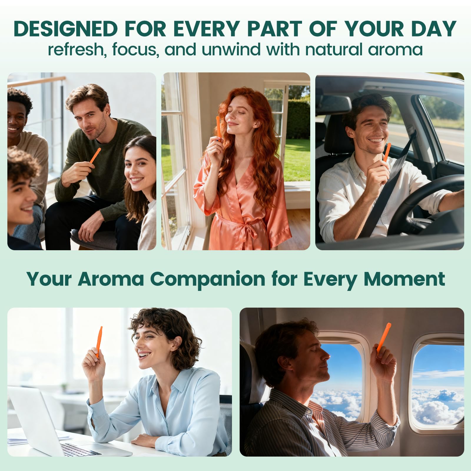 Aroma stick worn as a discreet necklace for on-the-go use