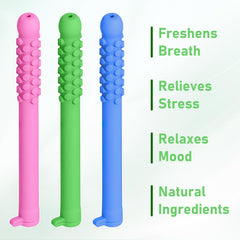Portable chewable breath sticks held in hand