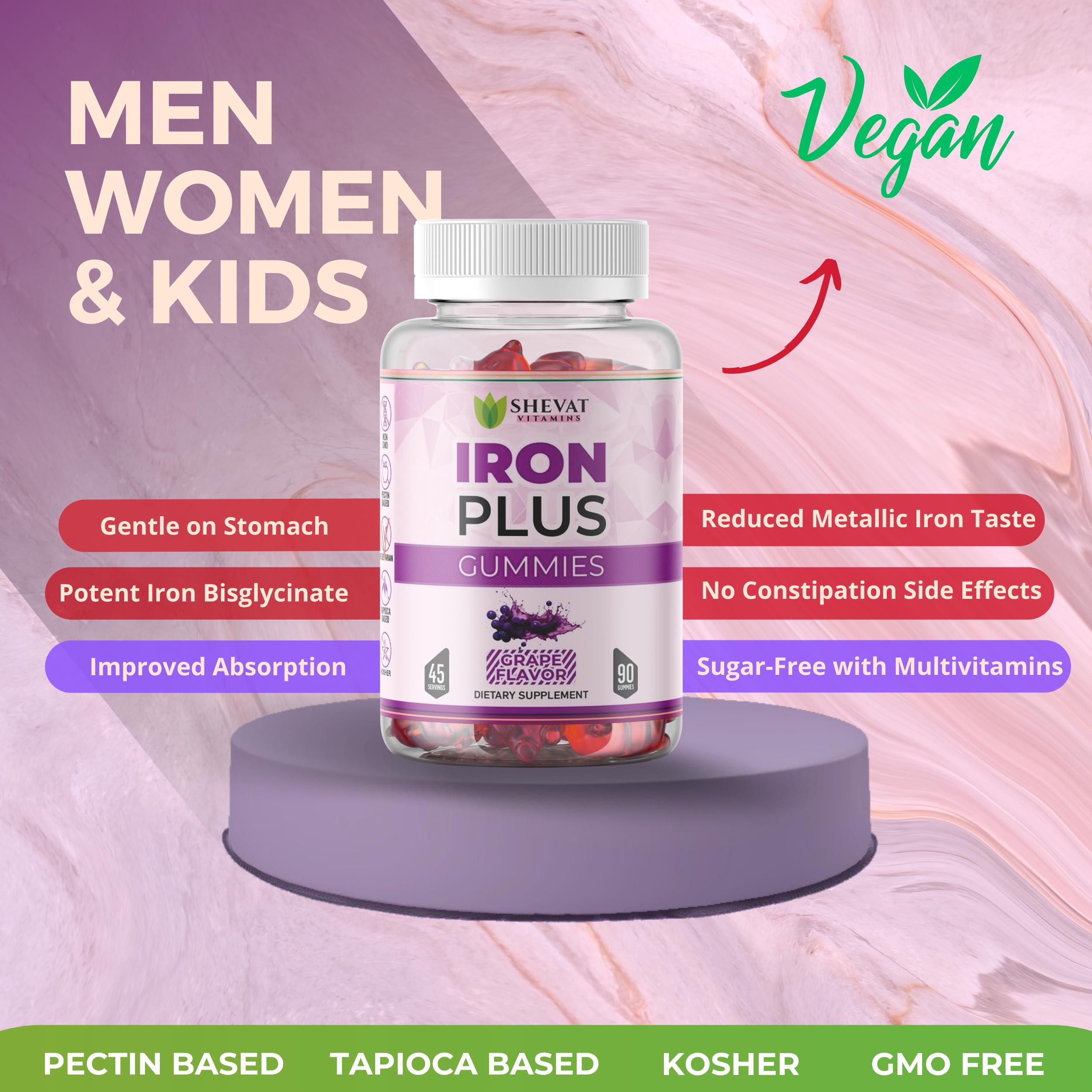 Chewable iron gummies for women