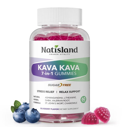 Front view of Chewable Kava Kava Gummies bottle (60-count)