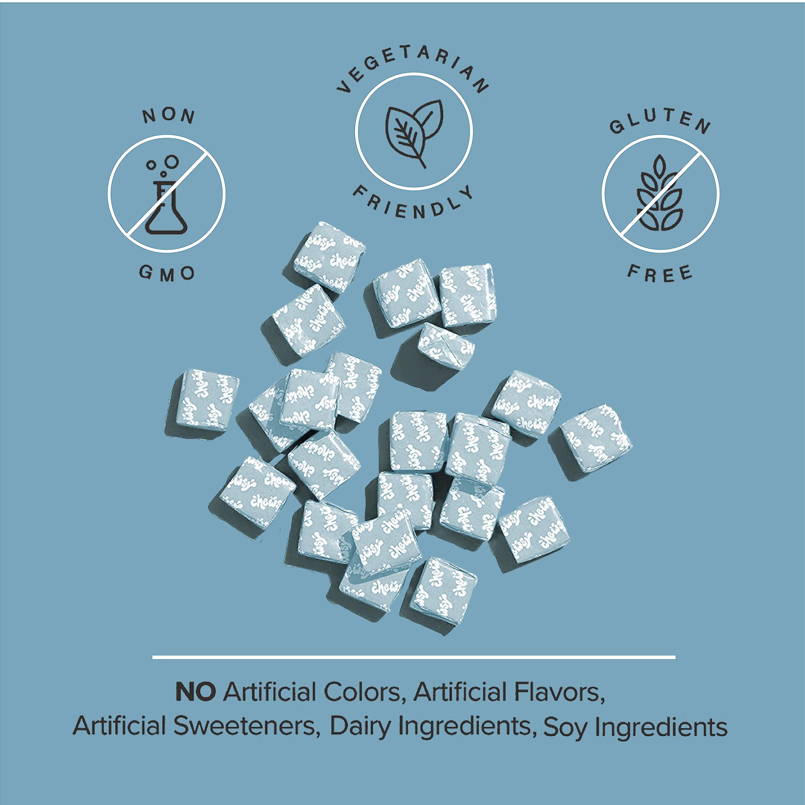 Individually wrapped Chewsy chews for hygiene and convenience