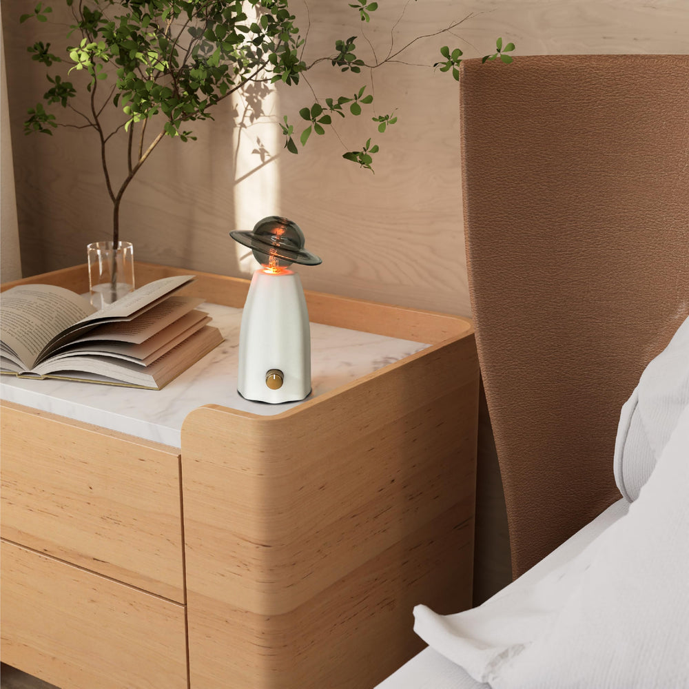 CHEZARTEMIS Scarecrow diffuser materials shot showcasing resin, glass and brass for modern decor