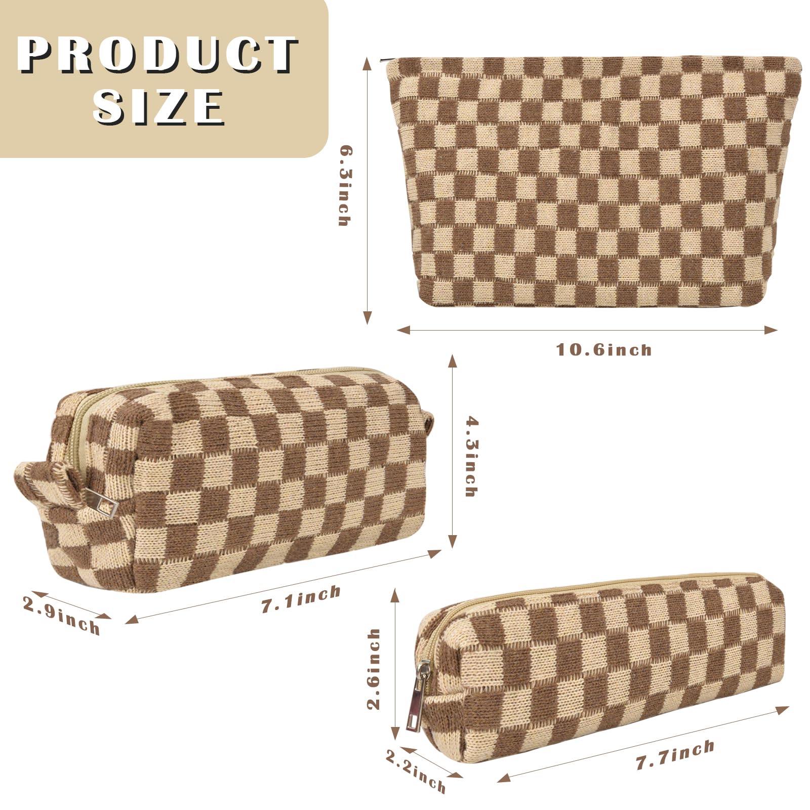 ChezMax checkered makeup bag small ideal for coins pencils or compact essentials while traveling