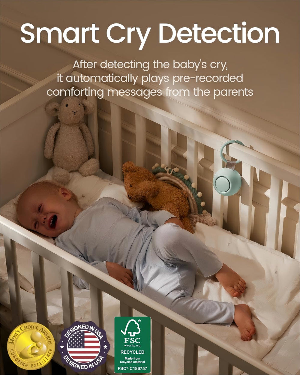 CHICWAY 18 soothing sounds library including pink/brown noise and lullabies