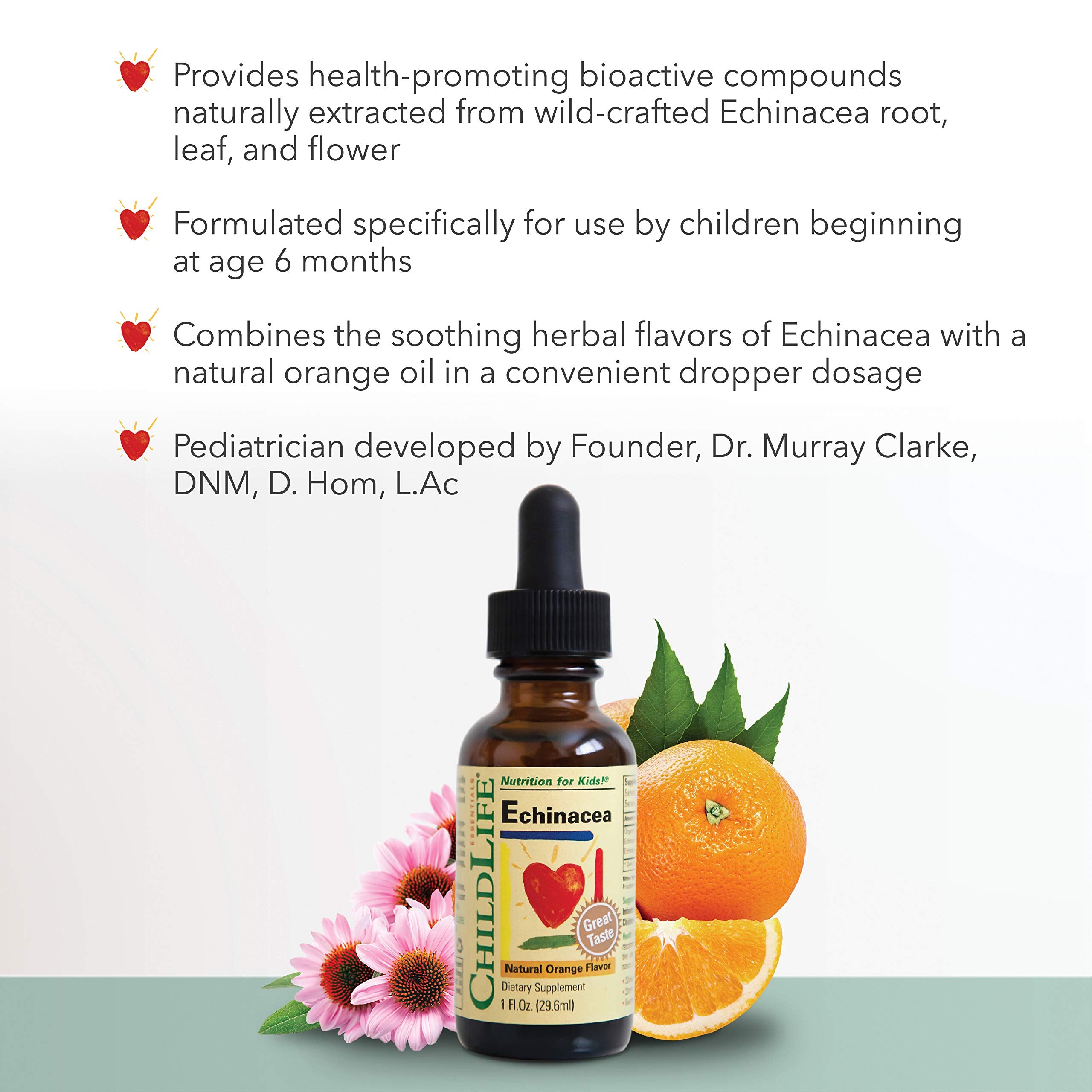 Side view of Child Life Echinacea 1 Fl Oz glass bottle