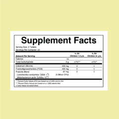 Graphic showing probiotics, colostrum, and prebiotics in the formula