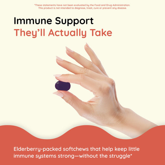 Packaging shot of ChildLife Essentials Elderberry SoftChew Gummies for Kids Berry flavor