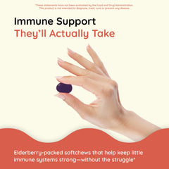 Packaging shot of ChildLife Essentials Elderberry SoftChew Gummies for Kids Berry flavor