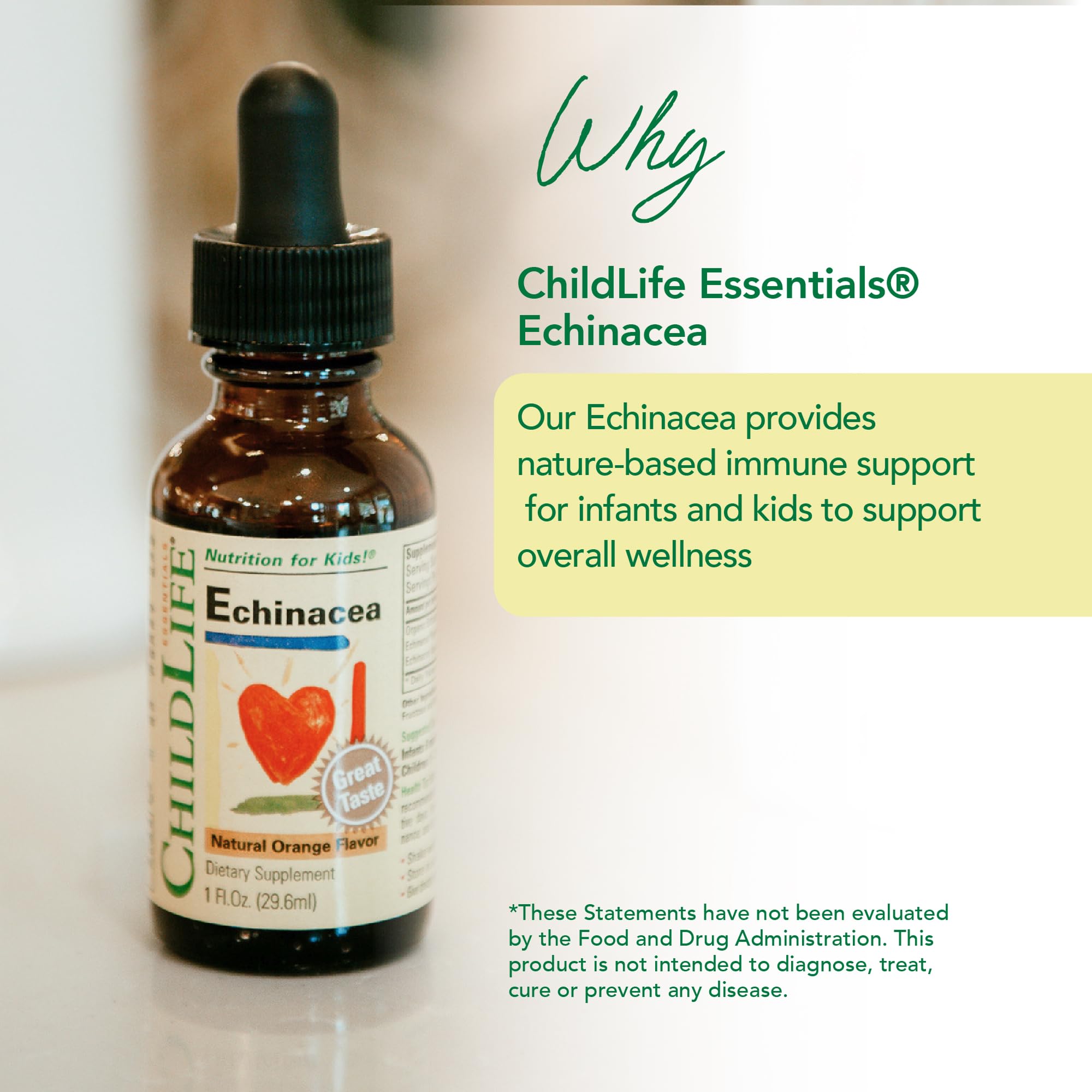 Orange-flavored echinacea kids drops bottle