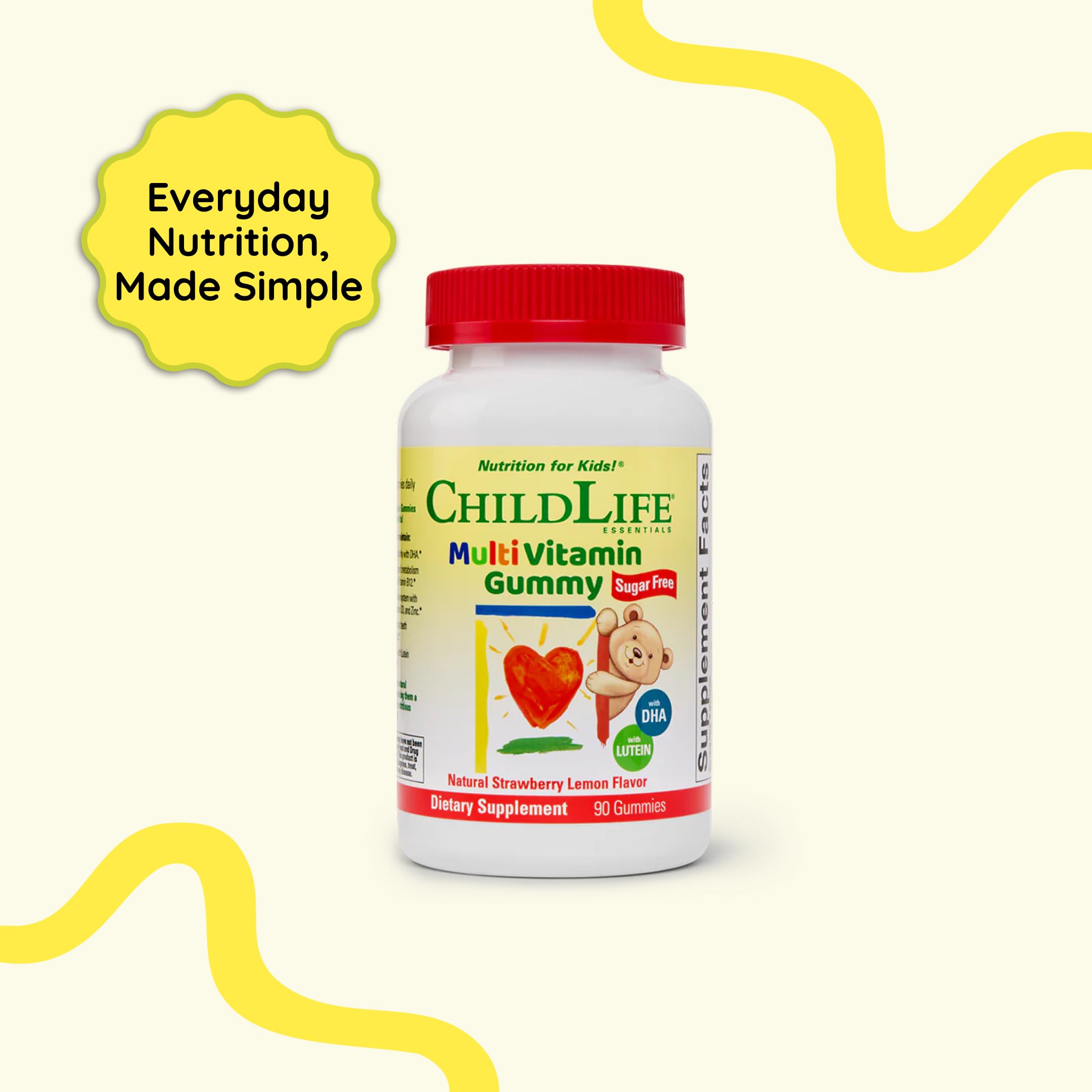 Natural strawberry flavored sugar-free multivitamin gummies for kids