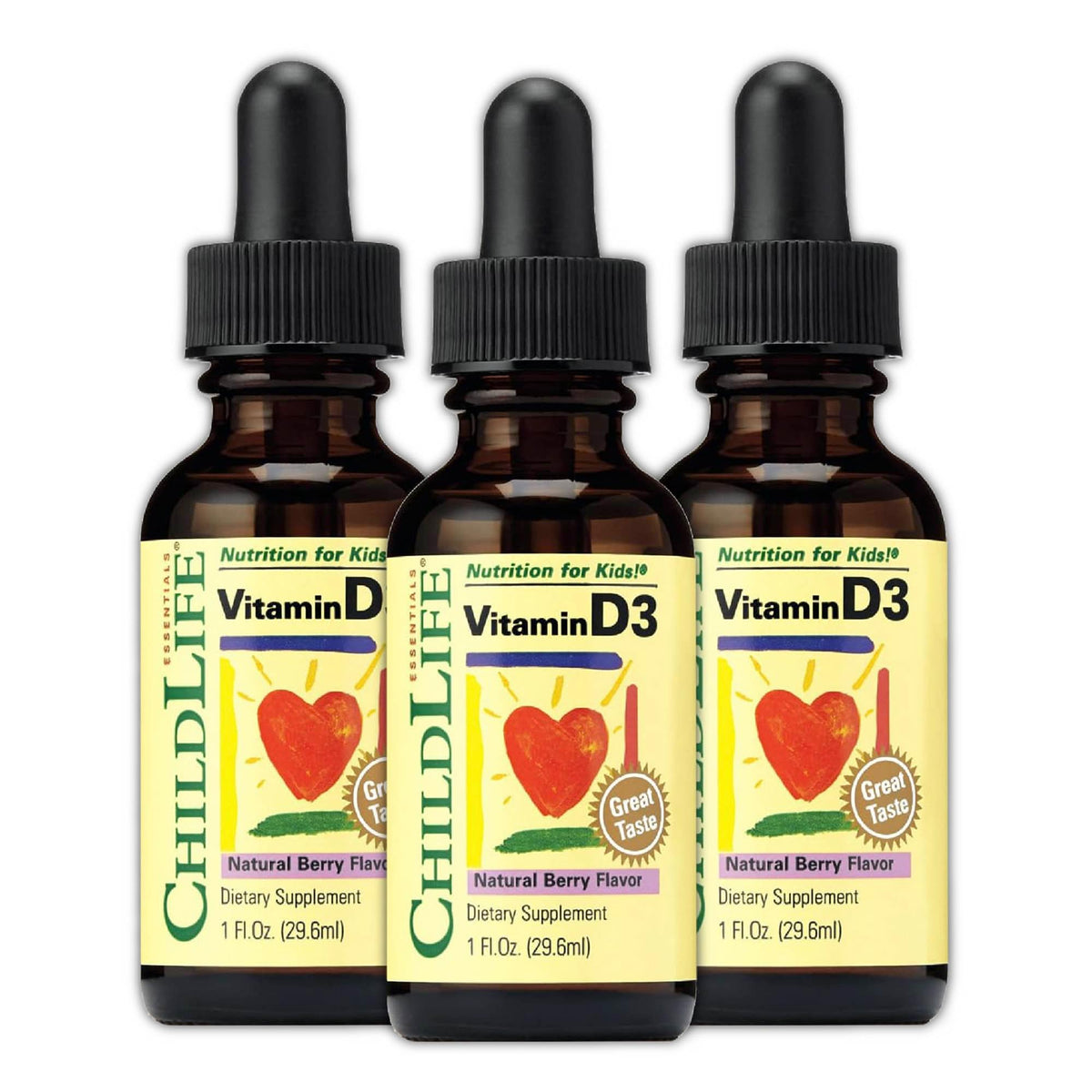 Hero image: ChildLife Vitamin D3 Drops for Kids Berry Flavor in 3-pack