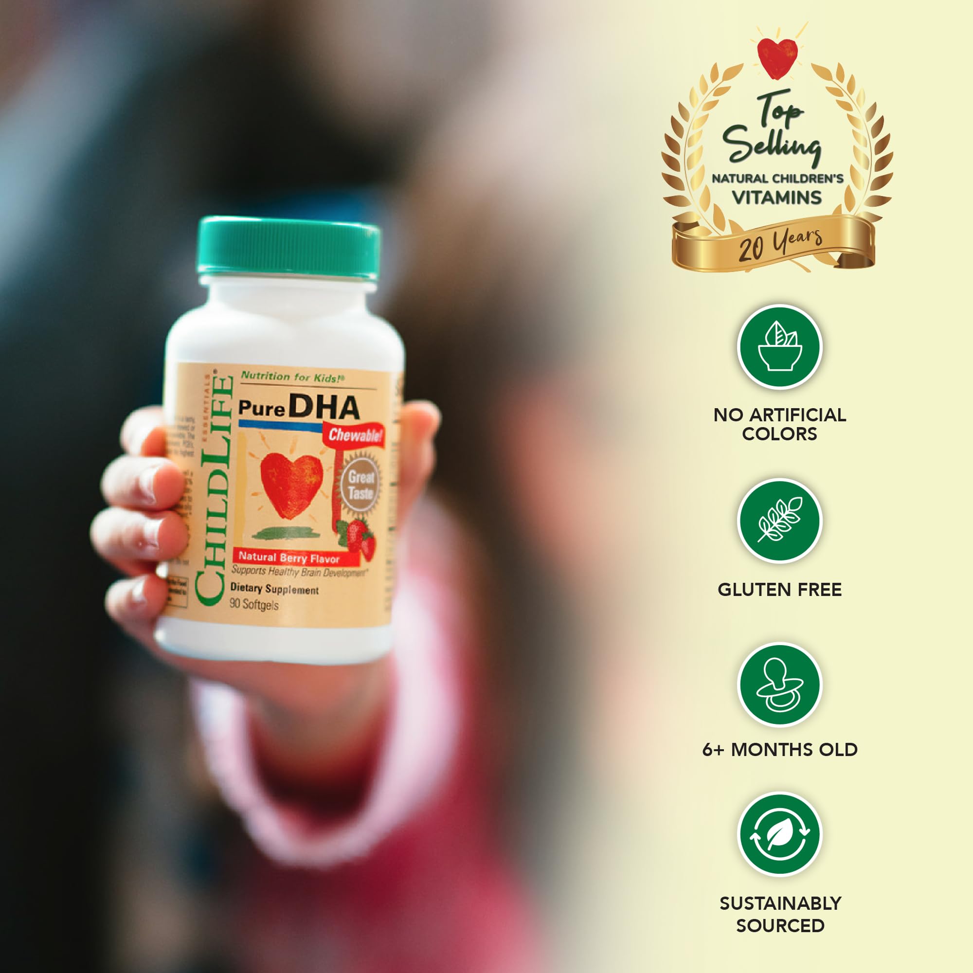 Dosage chart for CHILDLIFE ESSENTIALS Pure DHA for Kids by age