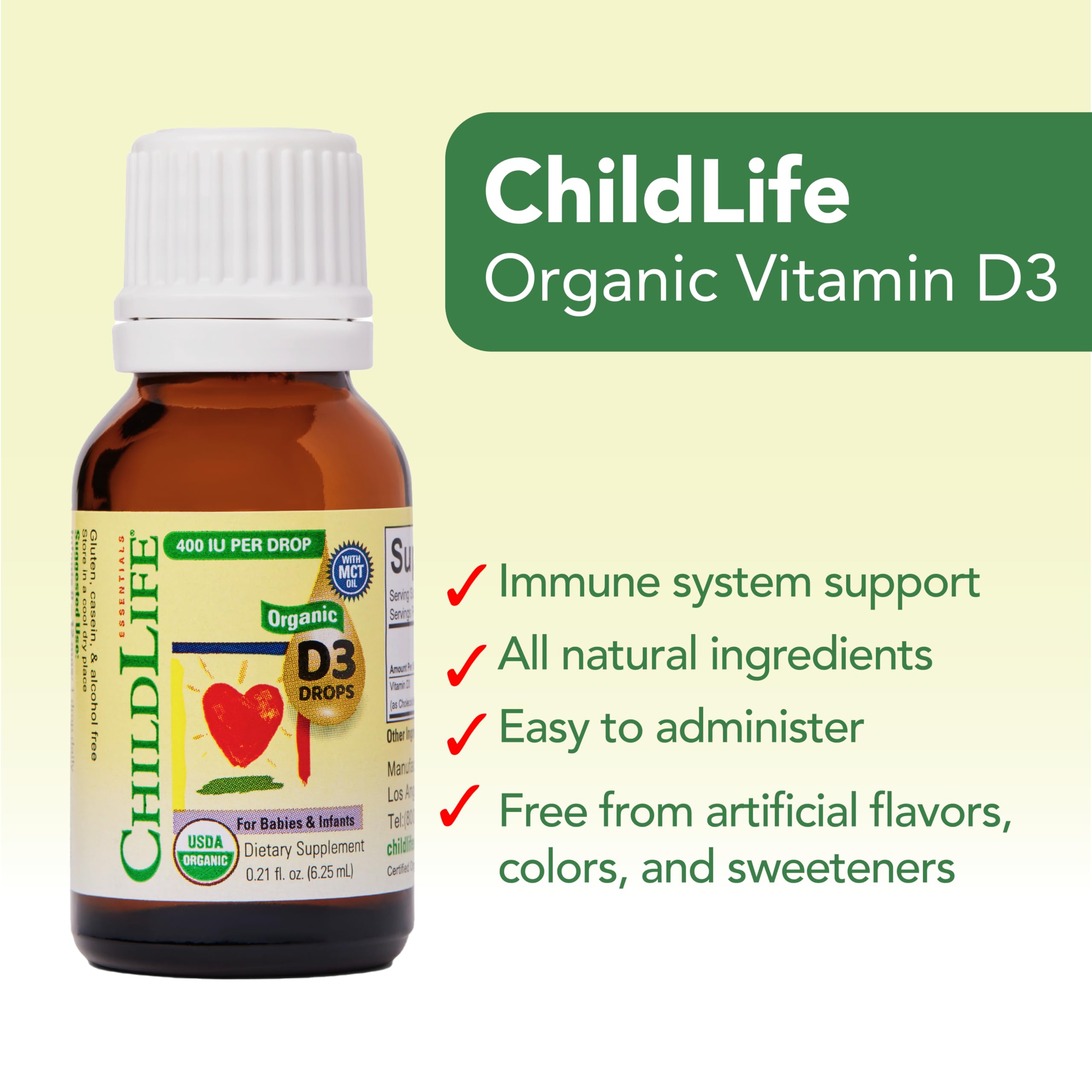 Infant dosing chart for CHILDLIFE Vitamin D3 Drops