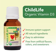 Infant dosing chart for CHILDLIFE Vitamin D3 Drops