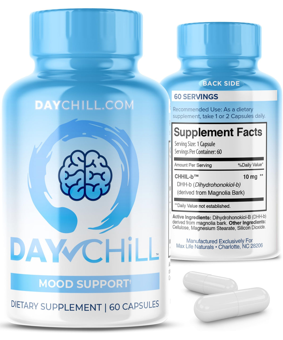 Chill Pill mood stabilizer bottle with 60 capsules