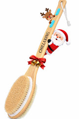 Chillaxing long-handle back brush reaching difficult areas.