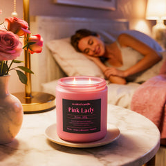 Candle burning with warm glow and long 90-hour burn time