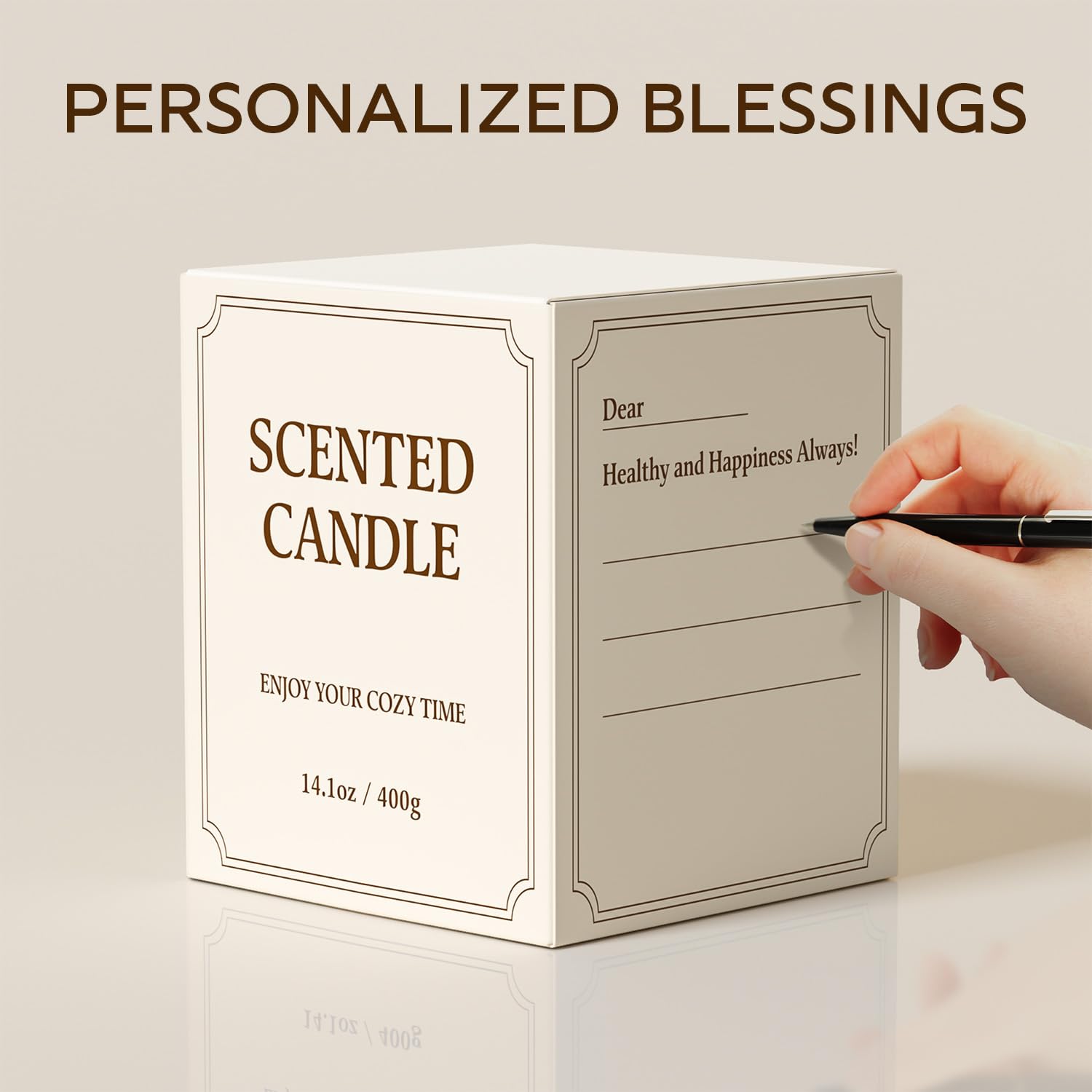 Gift-ready packaging featuring a space to handwrite a note