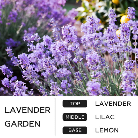 Close-up of lavender, lilac and lemon fragrance notes