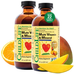 CHILDLIFE Essentials Kids Multivitamin & Mineral bottle, orange mango flavor, 2-pack