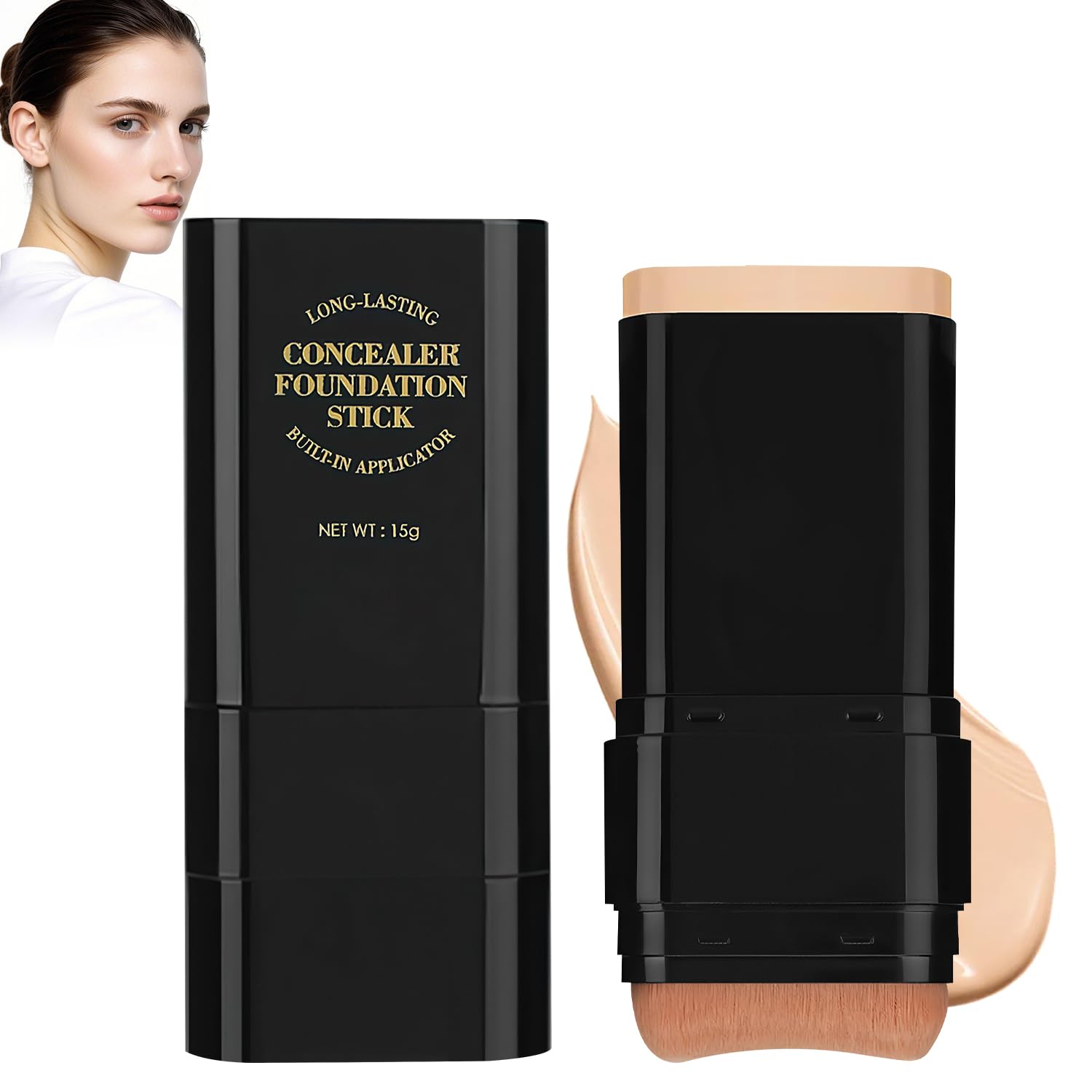 Chinosuo concealer-foundation-stick dual-ended design for quick, precise blemish coverage.