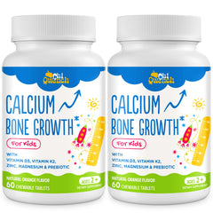 ChiQwench bottle of orange chewables for kids' bone health and daily intake.