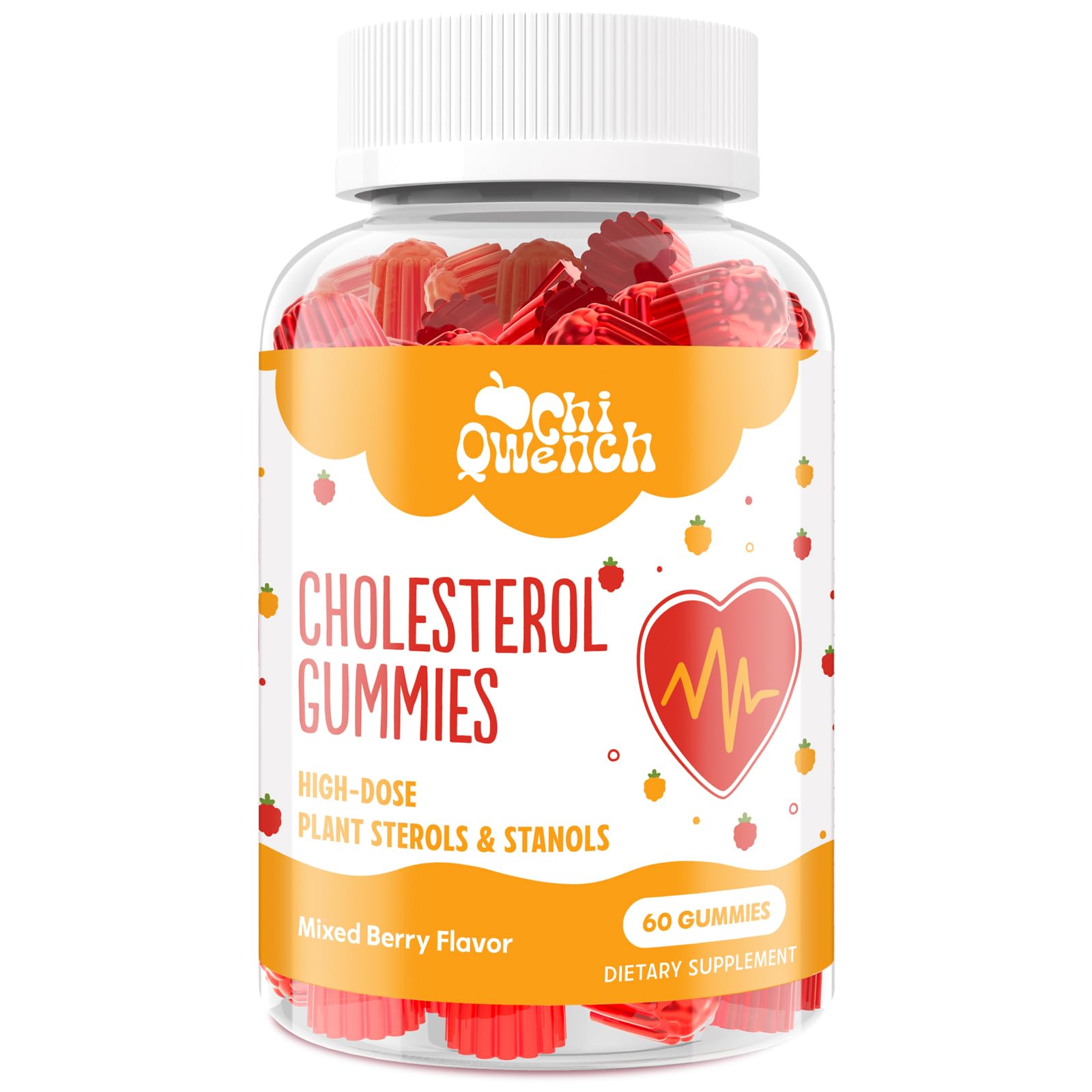 ChiQwench cholesterol gummies bottle with berry flavor (60 count)