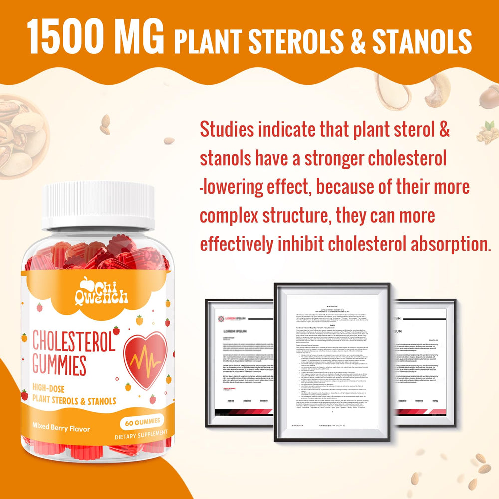 Nutrition/ingredients panel for ChiQwench cholesterol gummies