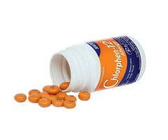 Chlor-Trimeton label close-up with dosage for allergy use.