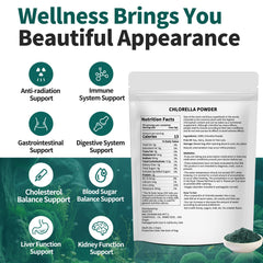Chlorella powder 10 oz packaging box and label
