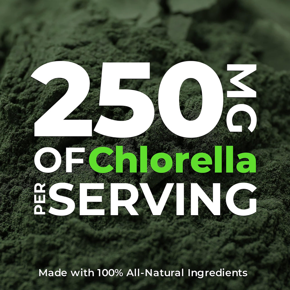 Close-up of chlorella tablets showing green color