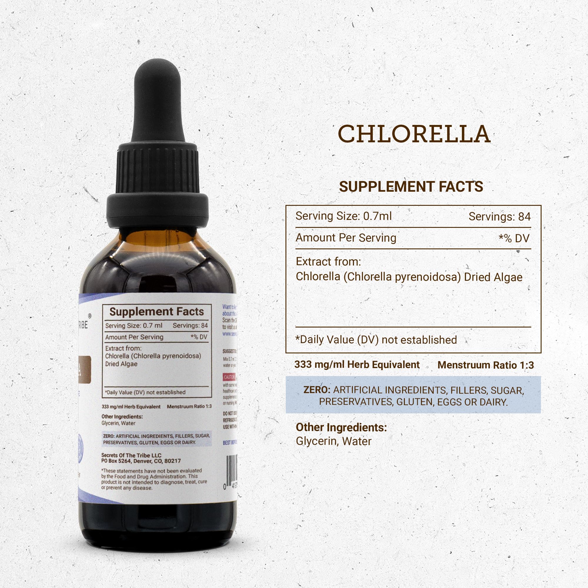 Shade-dried chlorella for tincture production