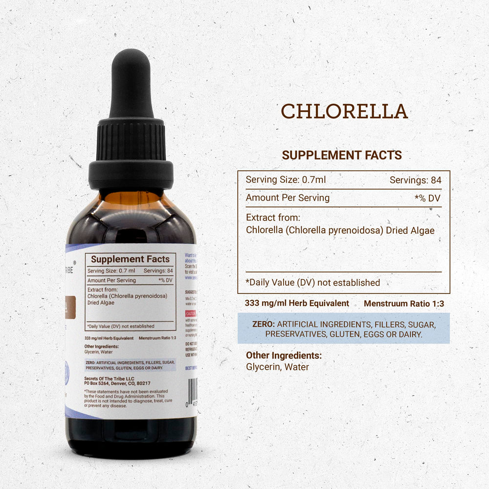Shade-dried chlorella for tincture production
