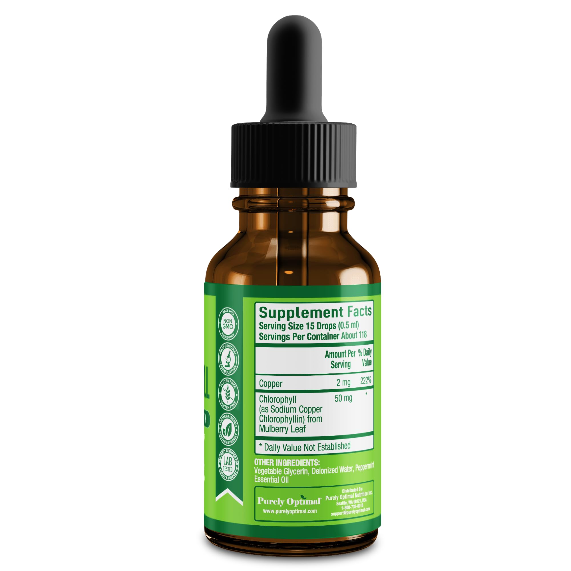 Chlorophyll drops mixed with water