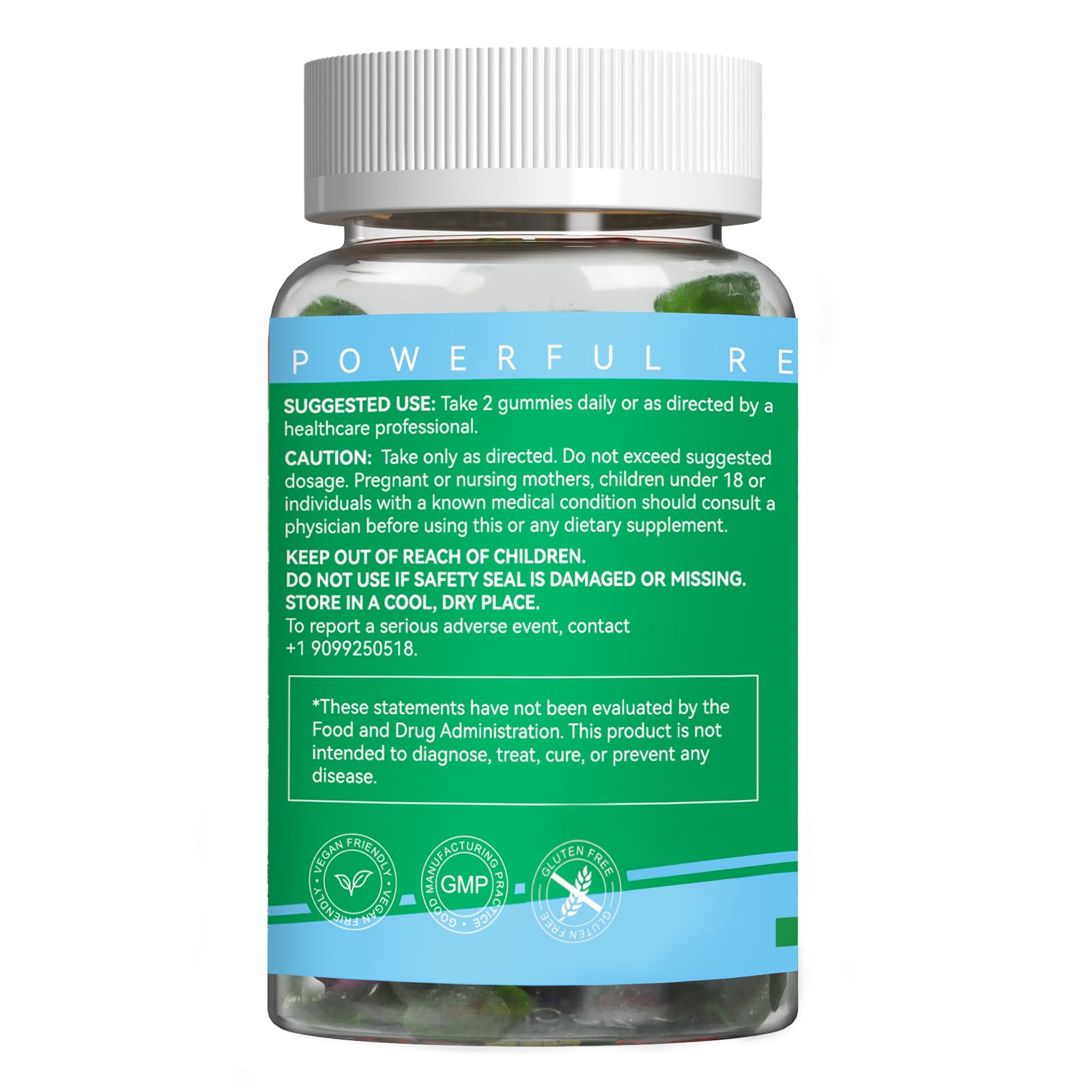 GMP-certified, vegan, sugar-free chlorophyll gummies in a 60-count bottle