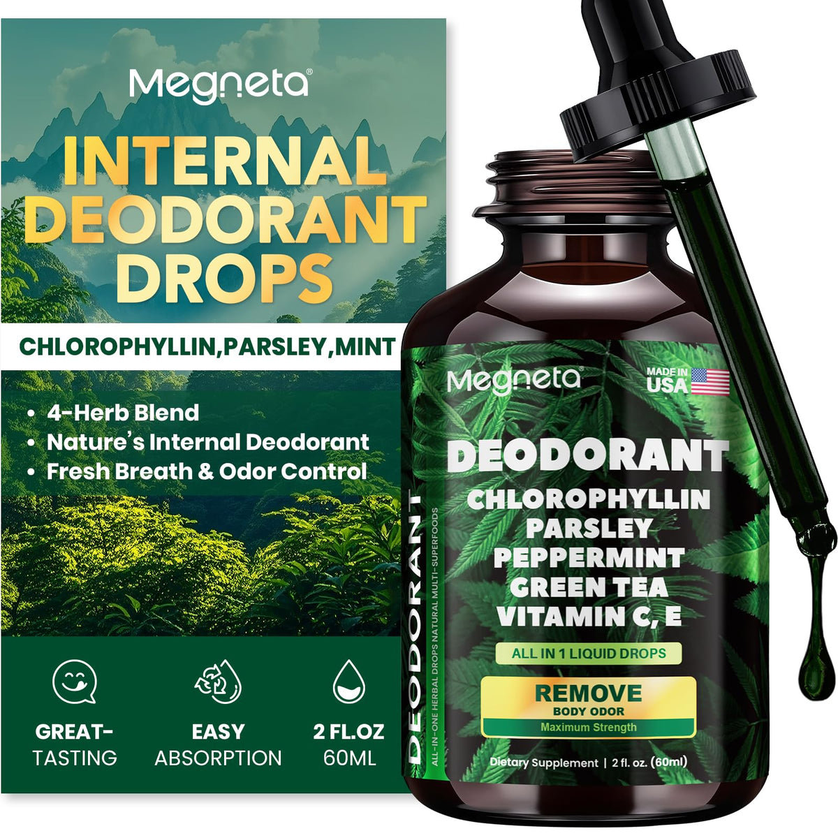Chlorophyll Liquid Drops bottle with dropper